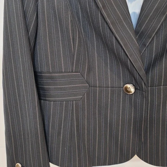 Vintage Y2K Signature by Larry Levine Grey Blue Pinstripe 3 Piece Suit Womens 12 - Picture 4 of 16
